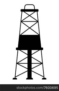 Illustration of oil derrick. Industrial equipment in flat style.. Illustration of oil derrick.