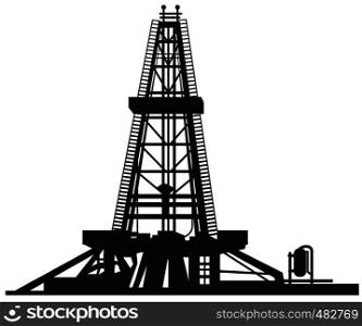 illustration of oil industry drilling derrick silhouettes. oil drilling derrick