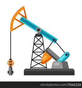 Illustration of oil pumpjack. Industrial equipment in flat style.. Illustration of oil pumpjack.