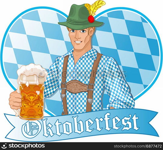 Illustration of Oktoberfest guy celebrating