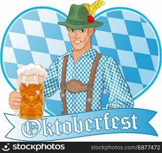Illustration of Oktoberfest guy celebrating