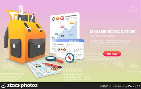 illustration of online education Application Vector 3d vector illustration