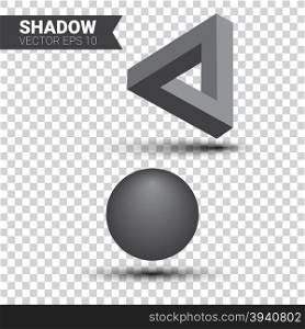 Illustration of optical illusion triangle and sphere with shawdow effect