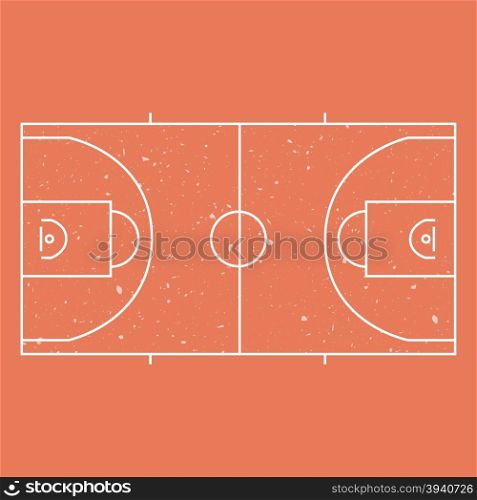 Illustration of orange gunge basketball court layout
