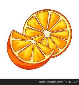 Illustration of oranges whole and slices. Orange stylized citrus fruits.. Illustration of oranges whole and slices.