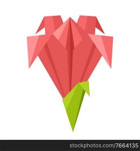 Illustration of origami boat. Paper symbolic decorative flower.. Illustration of origami flower.