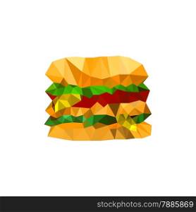 Illustration of origami burger isolated on white background