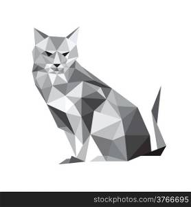 Illustration of origami cat isolated on white background