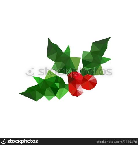 Illustration of origami christmas holly leaves