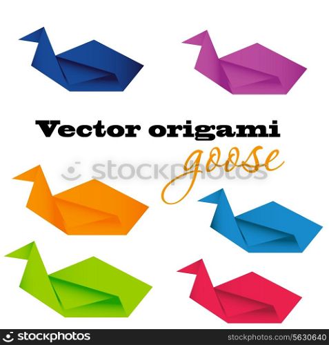 Illustration of origami goose. Vector illustration.