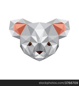 Illustration of origami koala bear isolated on white screen