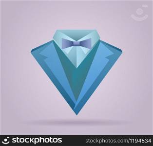 Illustration of origami men&rsquo;s suit with a butterfly tie and logos for your design. Illustration of origami men&rsquo;s suit with a butterfly tie and log