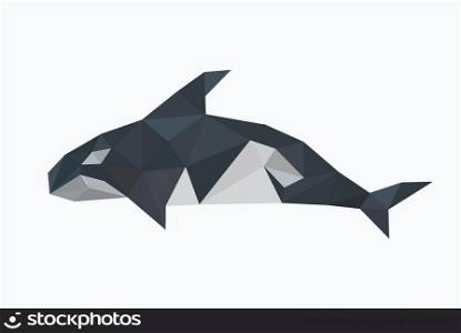 Illustration of origami orca dolphin isolated on white backgroun