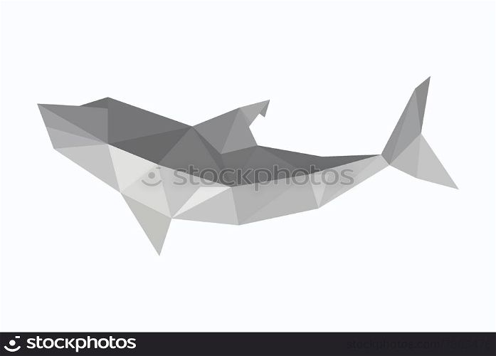 Illustration of origami shark isolated on white background