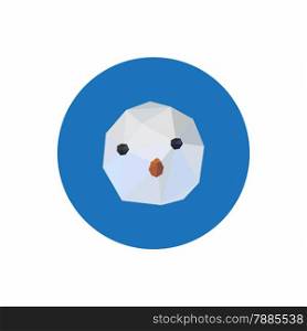 Illustration of origami snowman on round background