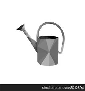 Illustration of origami steel watering can isolated on white background