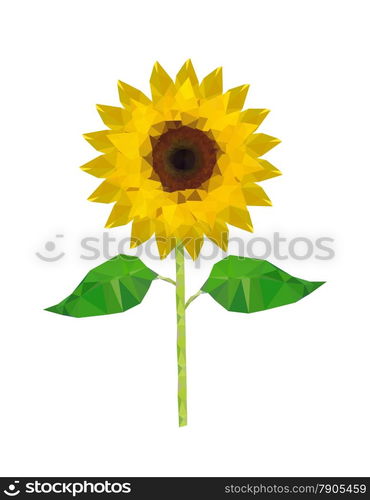 Illustration of origami sunflower isolated on white background