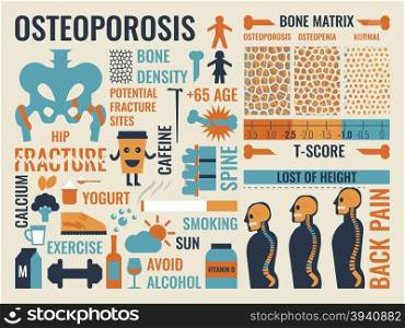 Illustration of osteoporosis infographic icon and elements concept