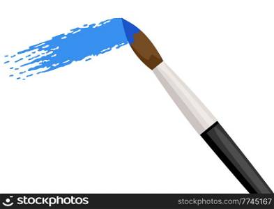 Illustration of paintbrush with paint stroke. Painter tool and material. Art supply for creativity. Artistic decorative item.. Illustration of paintbrush with paint stroke. Painter tool and material. Art supply for creativity.