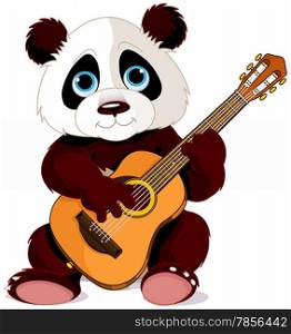 Illustration of panda plays guitar