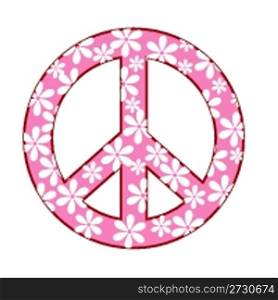 illustration of peace symbol with floral texture