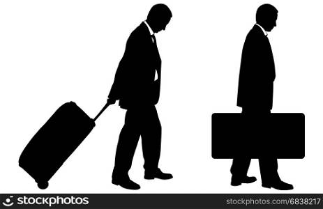 Illustration of people with luggage isolated on white