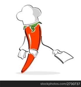 illustration of pepper chef cooking on white background