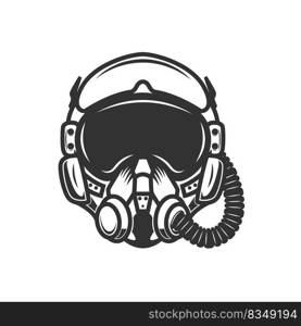 Illustration of pilot helmet. Design element for logo, label, sign, emblem, poster. Vector illustration