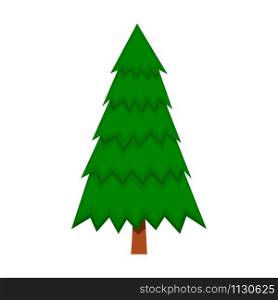 Illustration of pine tree in cartoon style isolated on white background. Design element for poster, banner, card, emblem. Vector illustration