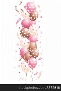 Illustration of pink holiday balloons border