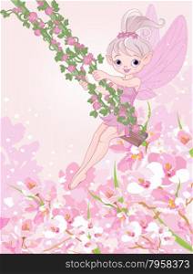 Illustration of Pixy fairy on a swing