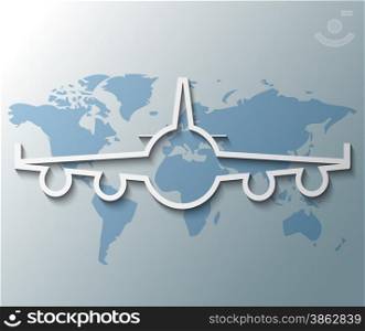 Illustration of plane with world background