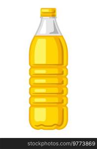 Illustration of plastic bottle with sunflower oil. Image for culinary and agricultural production.. Illustration of plastic bottle with sunflower oil. Image for culinary and agriculture.