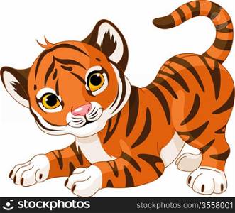 Illustration of playful tiger cub