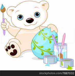 Illustration of Polar Bear decorates Easter egg