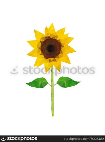 Illustration of polygonal sunflower isolated on white background