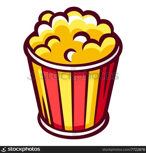 Illustration of popcorn. Food item for bars, restaurants and shops. Icon or promotional image.. Illustration of popcorn. Food item for bars, restaurants and shops.