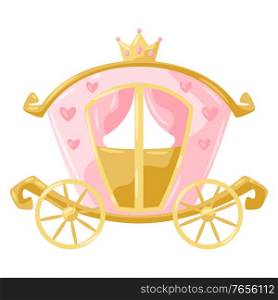 Illustration of princess carriage. Stylized picture for decoration children holiday and party.. Illustration of princess carriage.