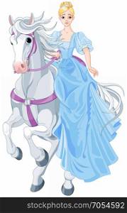 Illustration of princess is riding on a horse