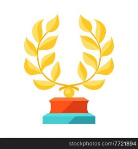 Illustration of prize with laurel wreath. Award or trophy for sports or corporate competitions.. Illustration of prize with laurel wreath. Award for sports or corporate competitions.