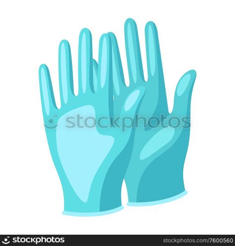 Illustration of protective medical gloves. Health care, treatment and safety item.. Illustration of protective medical gloves.