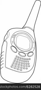 Illustration of radio phone walkie talkie done in black and white. . Radio Phone Walkie Talkie