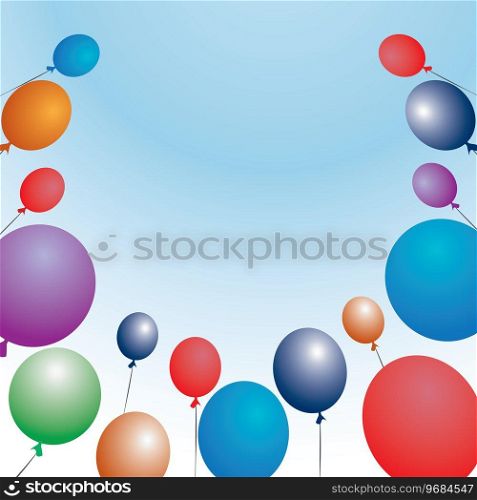 Illustration of realistic balloons on cloud background