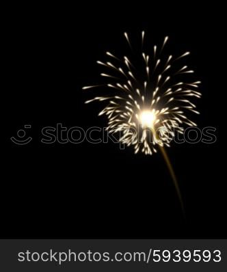 Illustration of realistic firework golden color. Illustration of realistic firework golden color isolated on black background - vector