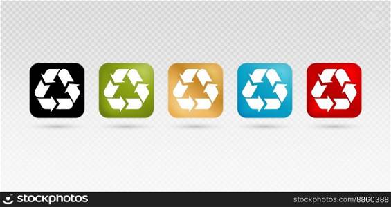 illustration of Recycle icons rectangles rounded corner five models design with isolated backgrounds or cutout for packages label products company or corporate, User interface designs, collages, decks