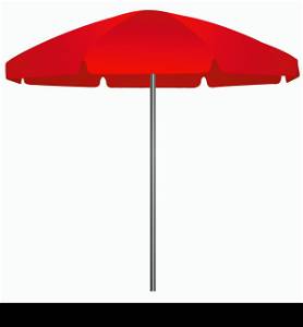 Illustration of red beach umbrella on white background