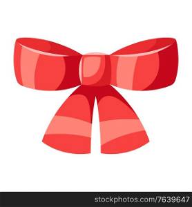 Illustration of red bow. Merry Christmas or Happy New Year decoration.. Illustration of red bow.