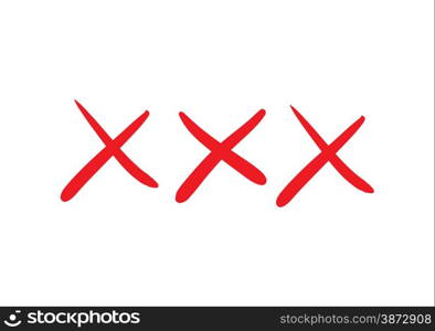 Illustration of red doodle xxx isolated on white background