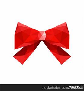 Illustration of red origami bow, isolated on white background