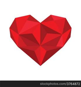 Illustration of red origami heart on white background